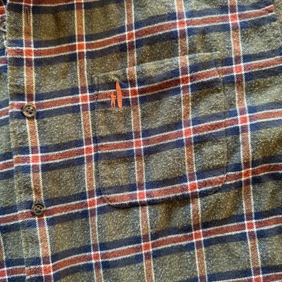 Johnnie-On Hanging out Flannel Large Button Up Red Plaid - Picture 3 of 8